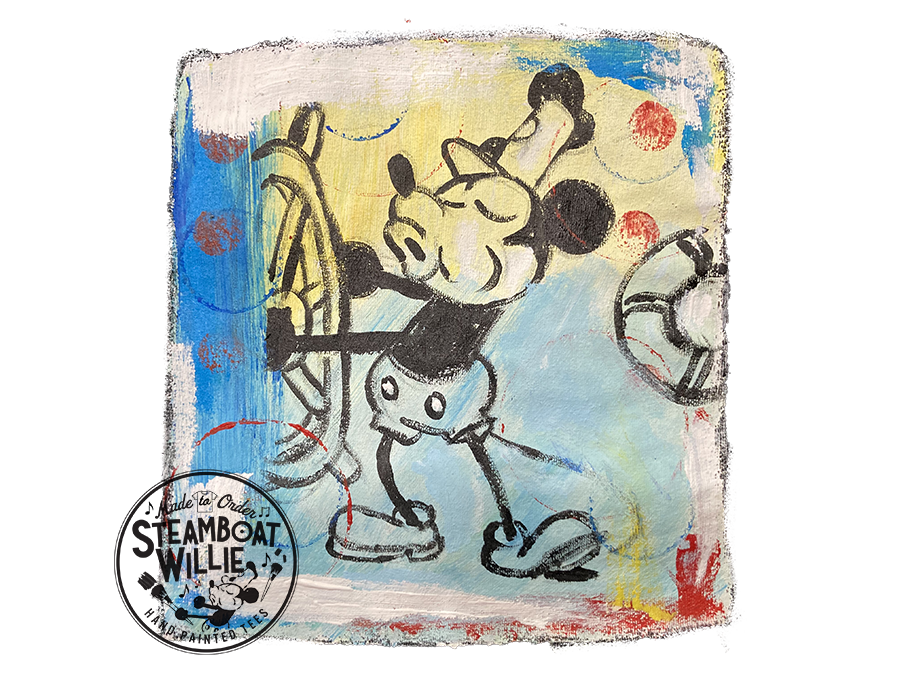 Driving While Singing Steamboat Willie T-Shirt - Classic Cartoon T-Shirt Painted by Ron Hansen